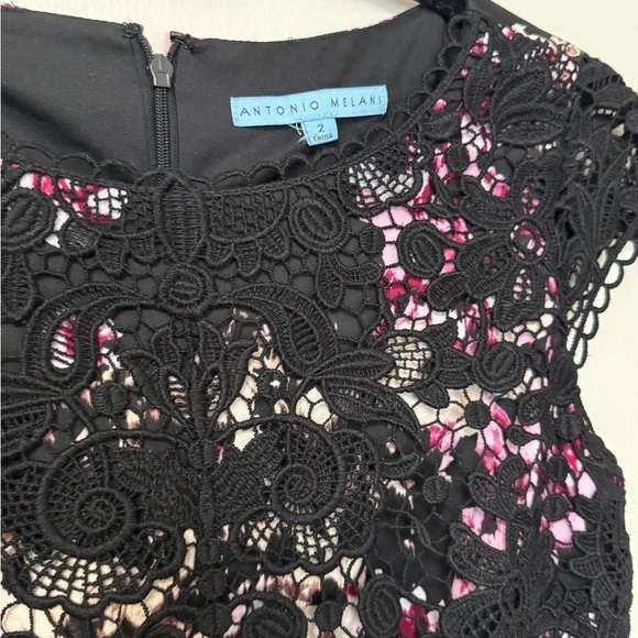 Antonio Melani Y2K crochet floral elegant straight Women's knee length Dress - Picture 3 of 8